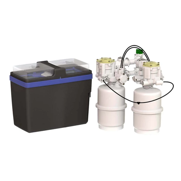 Hydrosoft 200B DUPLEX elektromos áram nélkül működő víz és sótakarékos vízlágyító külön sóléoldó tartállyal